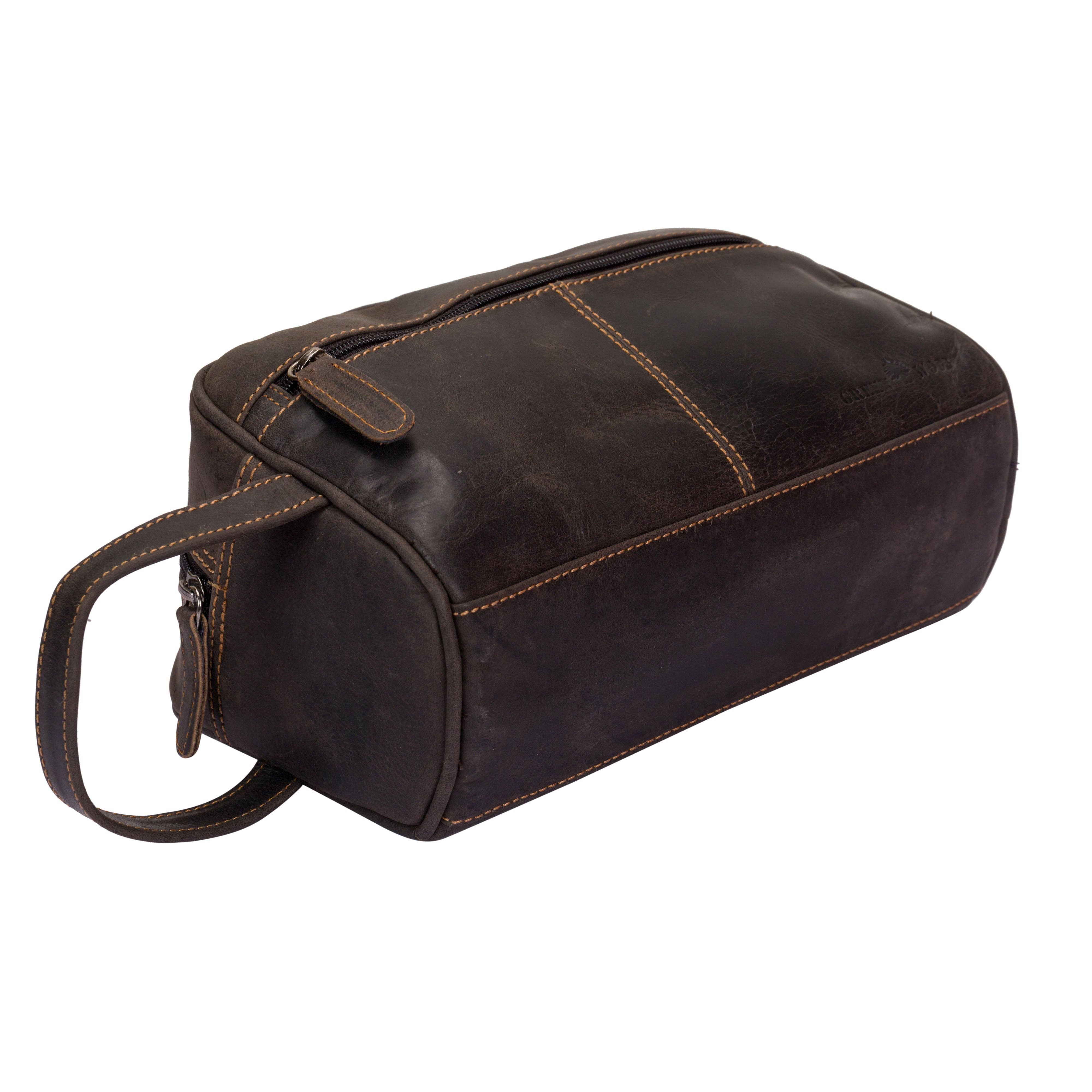 Greenwood Leather AU - Leather Toiletry Bag Brown - Geelong TB796BLK