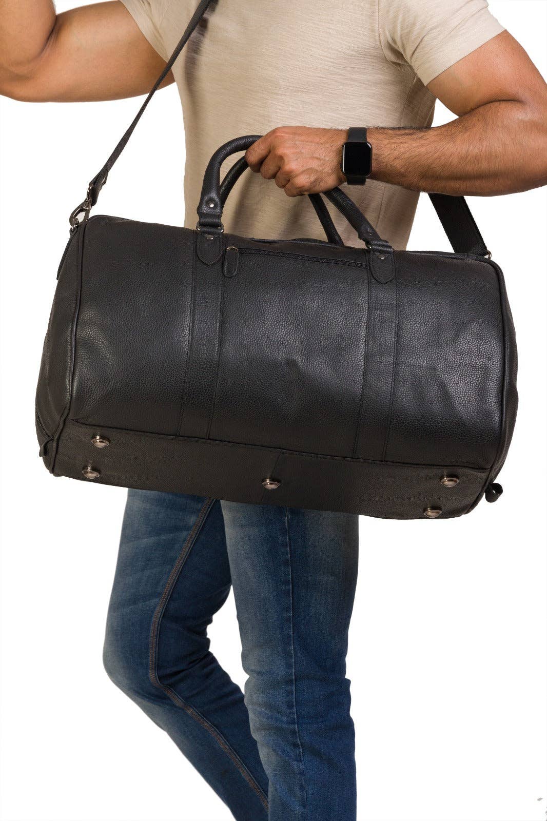 Greenwood Leather AU - Leather Duffel Bag Wilson - Bllack GW12795BLK