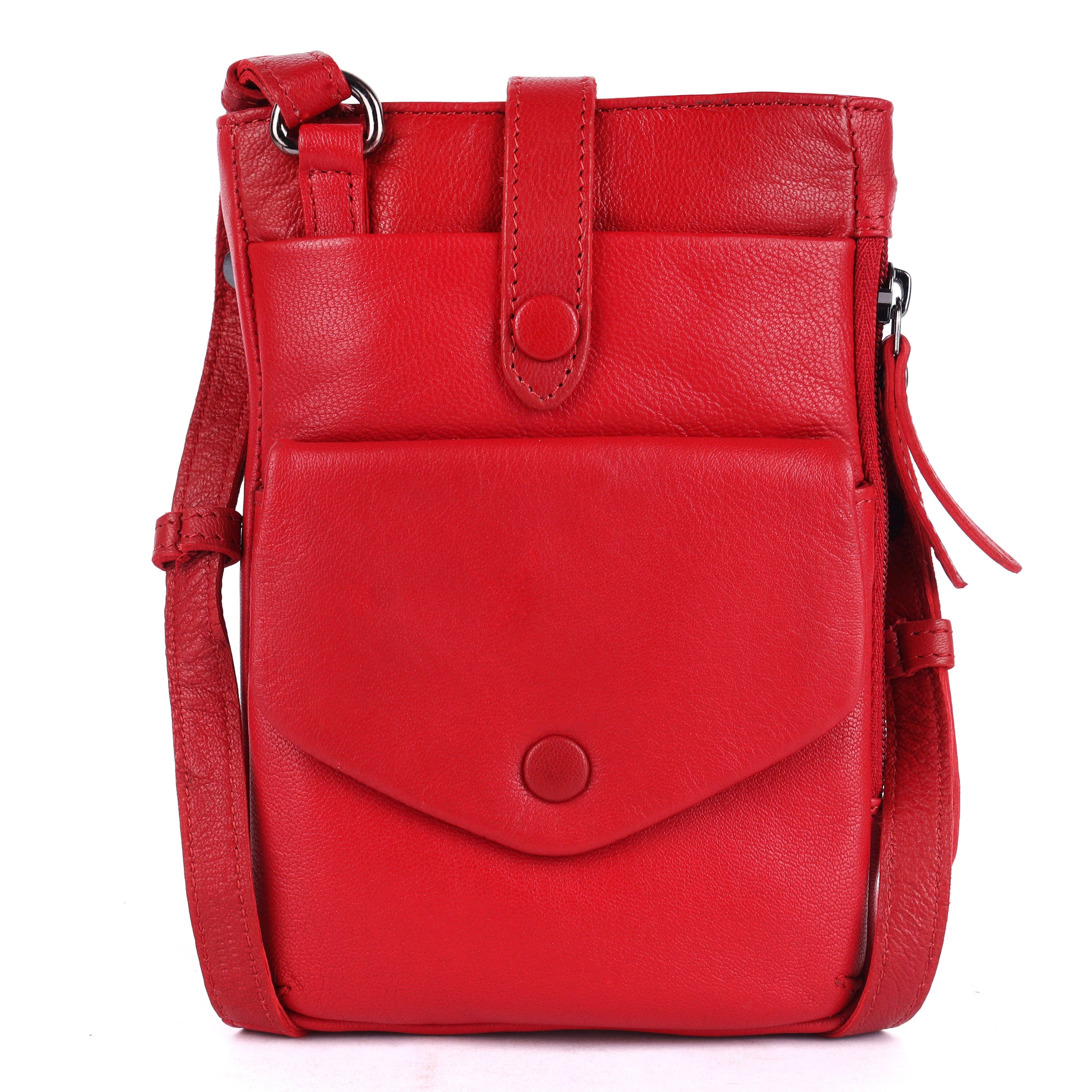 Greenwood Leather AU - Greenwood Saffron Leather Phone Crossbody Bag Red