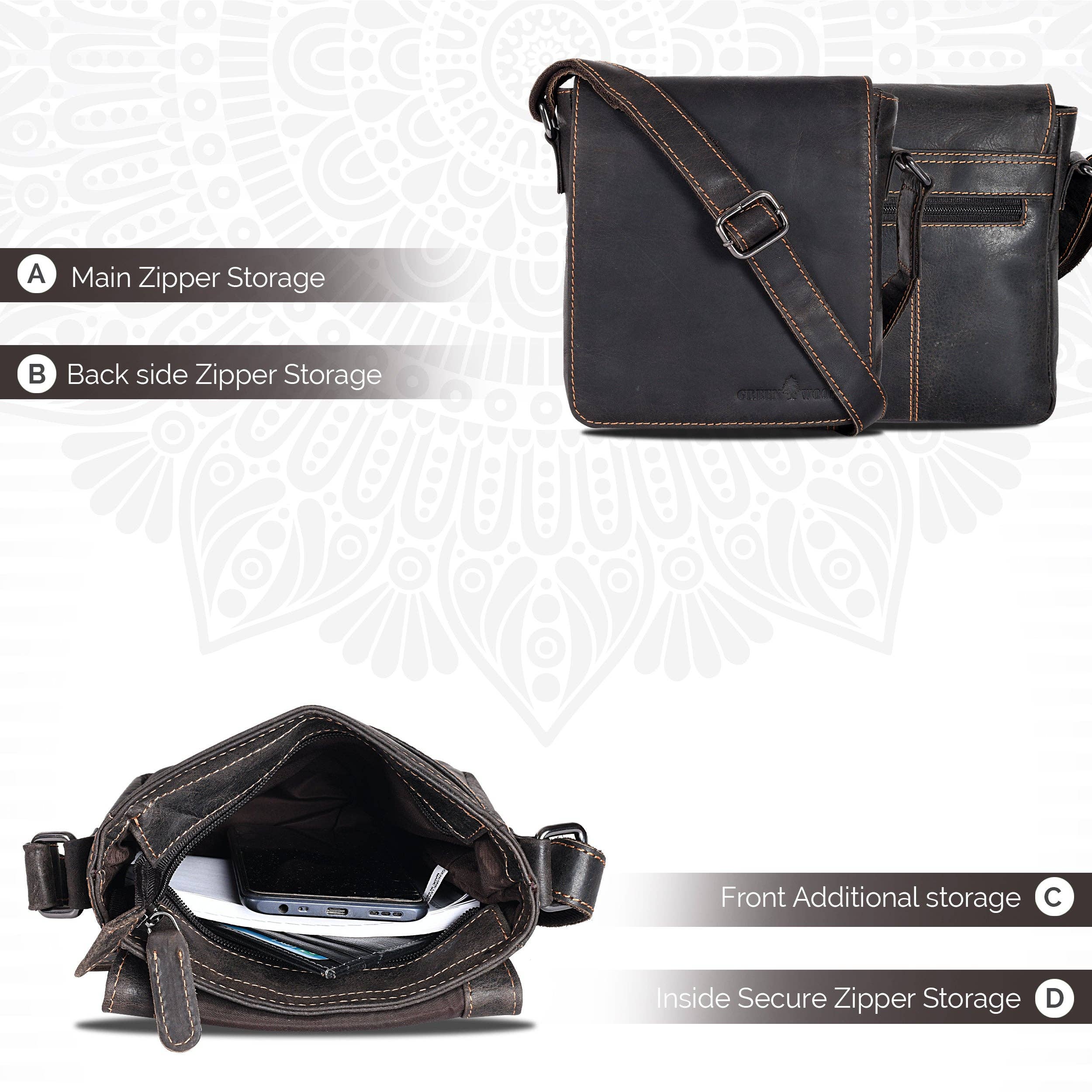 Greenwood Leather AU - Leather Shoulder Bag Luna - Brown GW191048BRN