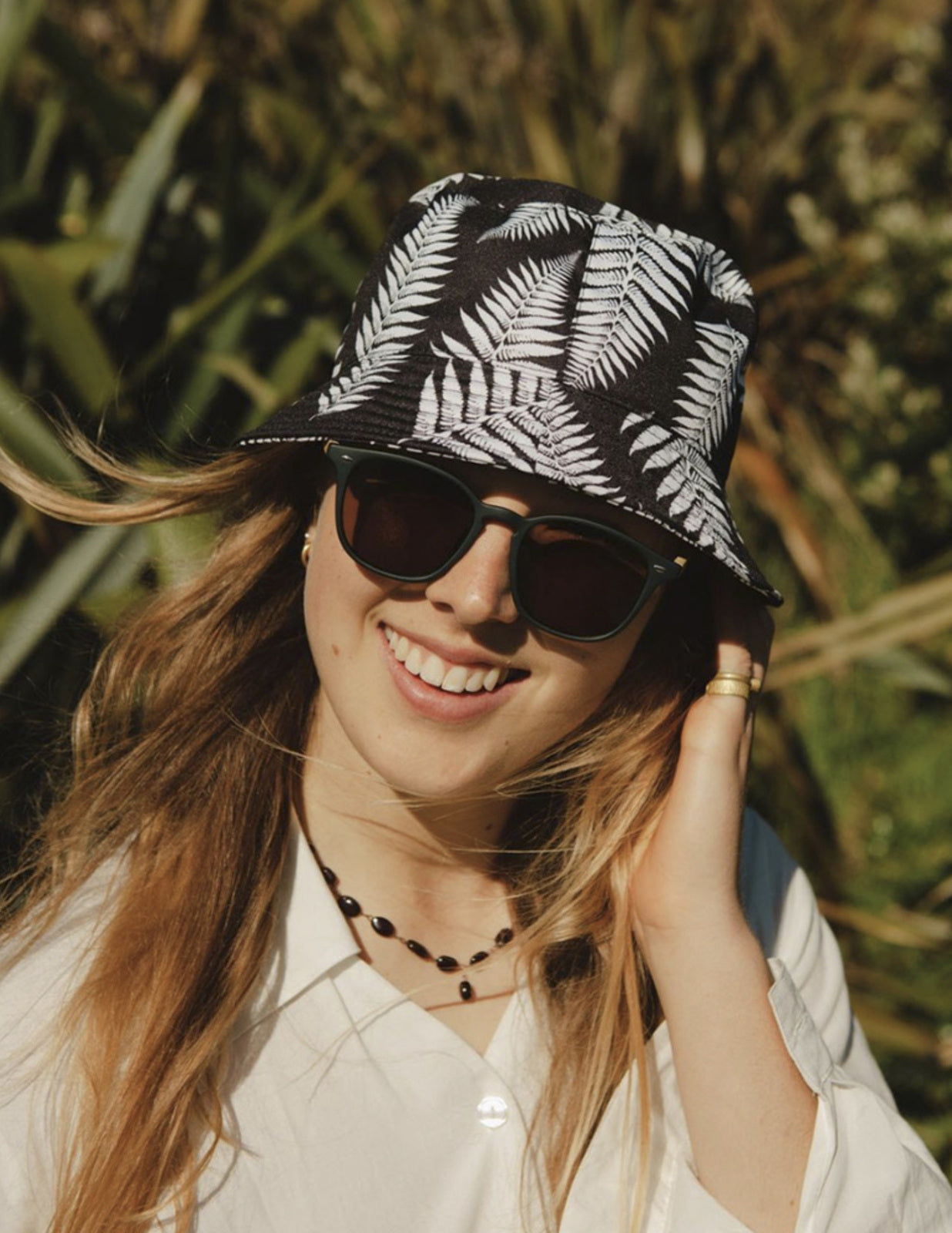 Moana Road Fern Black Bucket Hat