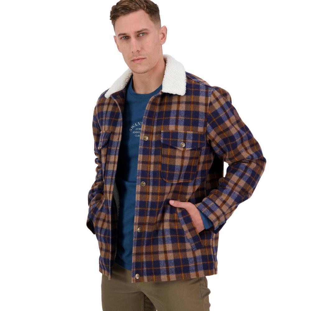 Swanndri Men's Jacket Kaituna Sherpa Lined Toffee Check