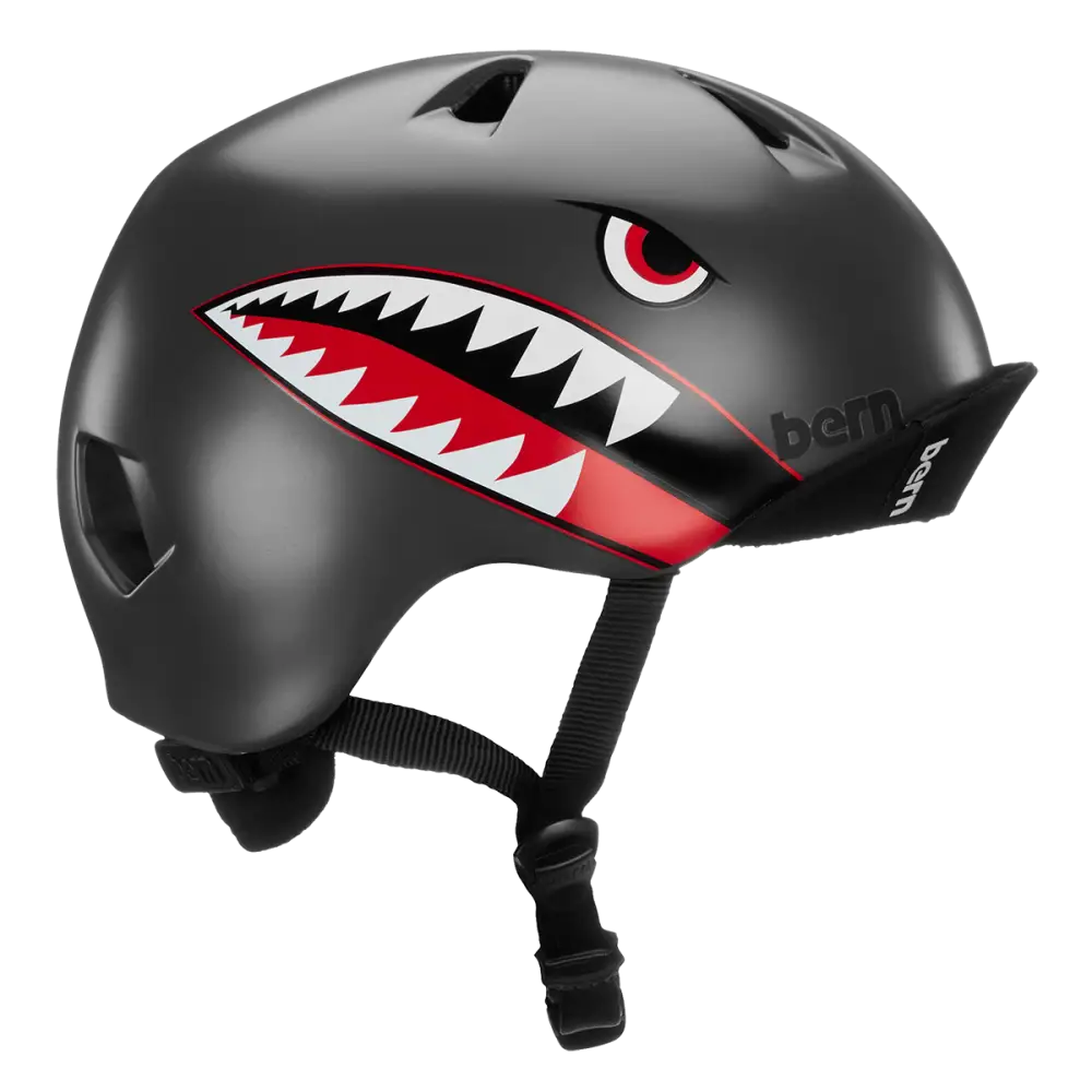 Bern Nino Satin Grey Flying Tiger w/ Flip Visor - Bern Helmet Nino Satin Grey Flying Tiger w/ Flip Visor - S/M