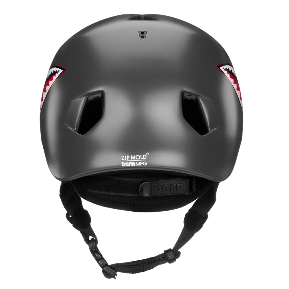 Bern Nino Satin Grey Flying Tiger w/ Flip Visor - Bern Helmet Nino Satin Grey Flying Tiger w/ Flip Visor - S/M