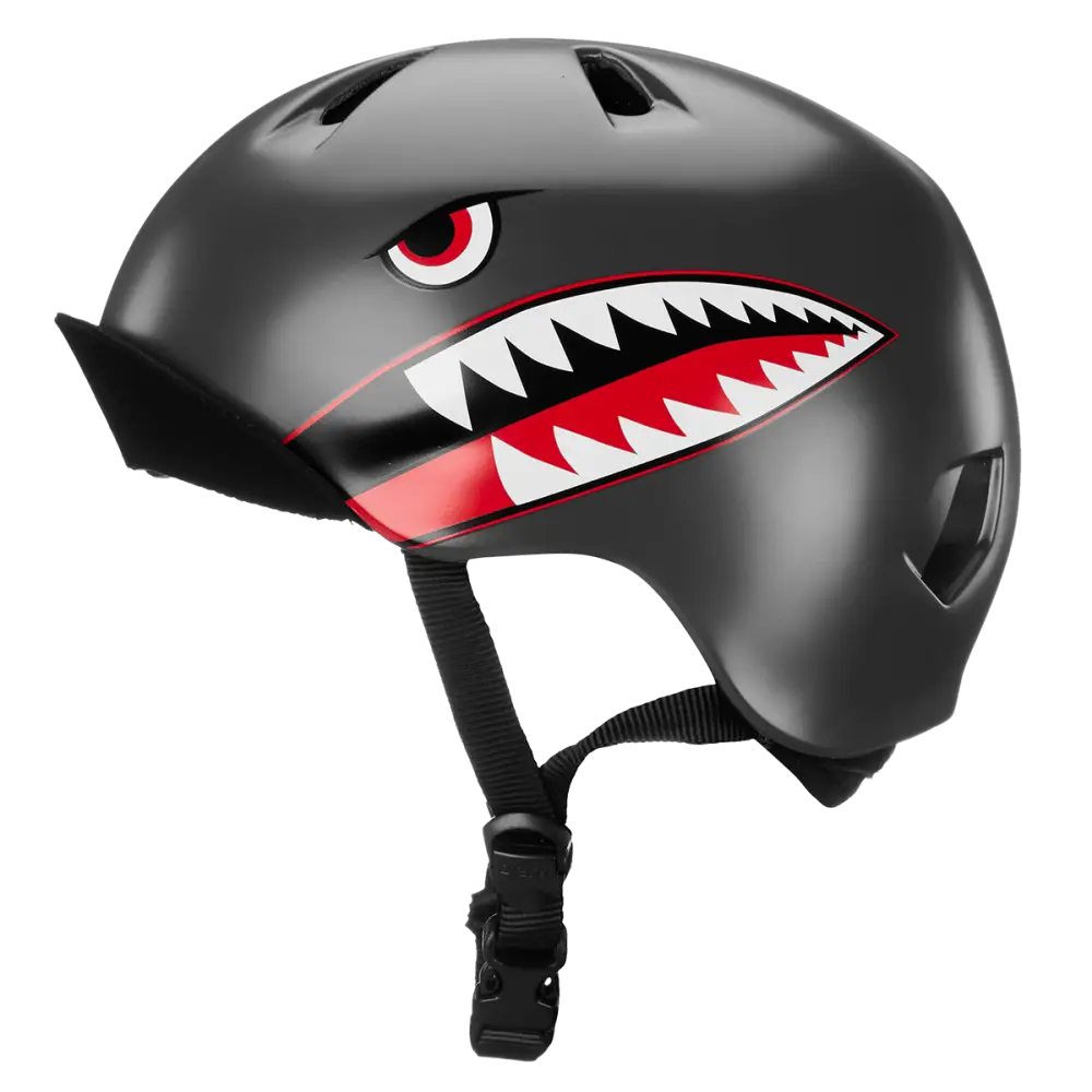 Bern Nino Satin Grey Flying Tiger w/ Flip Visor - Bern Helmet Nino Satin Grey Flying Tiger w/ Flip Visor - S/M