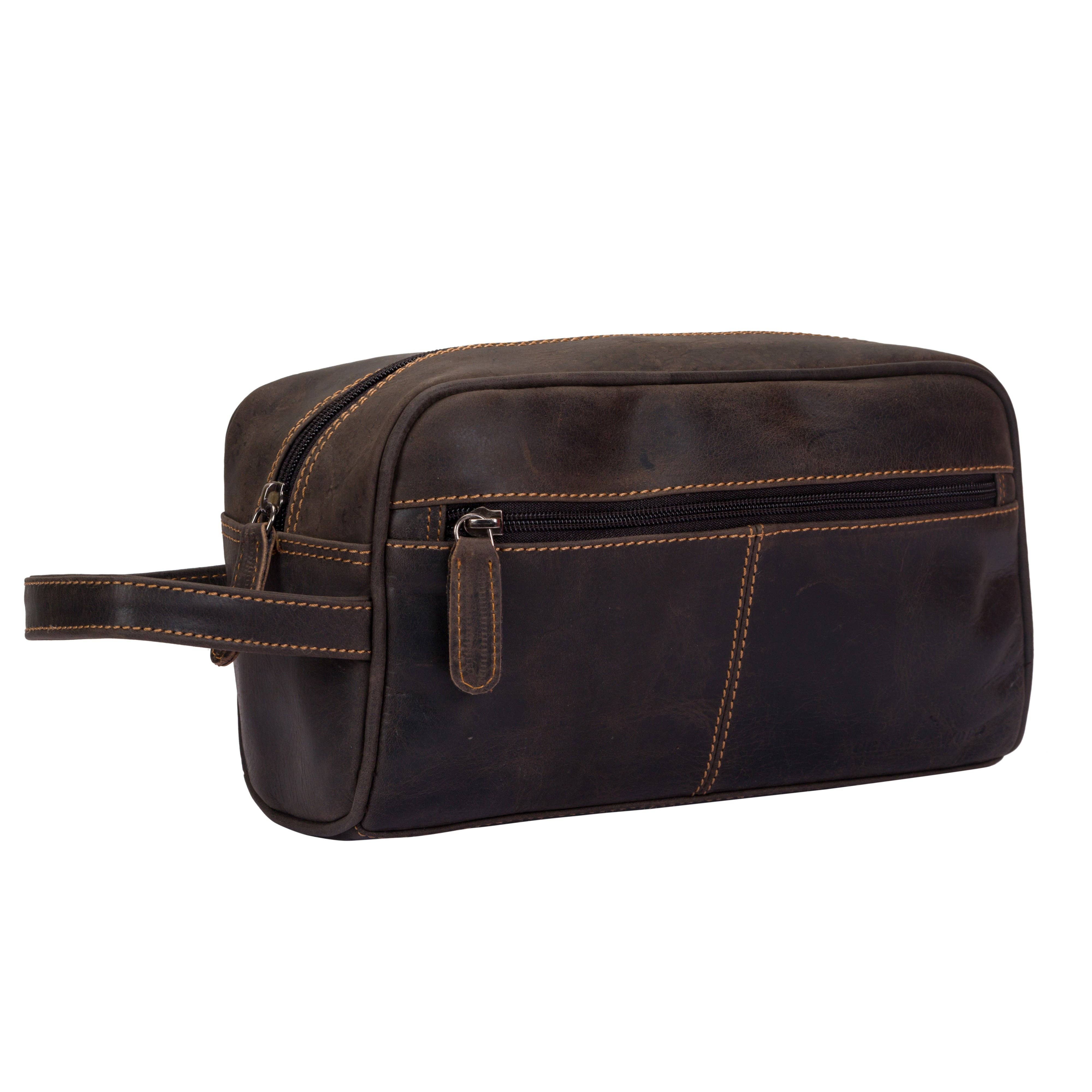 Greenwood Leather AU - Leather Toiletry Bag Brown - Geelong TB796BLK
