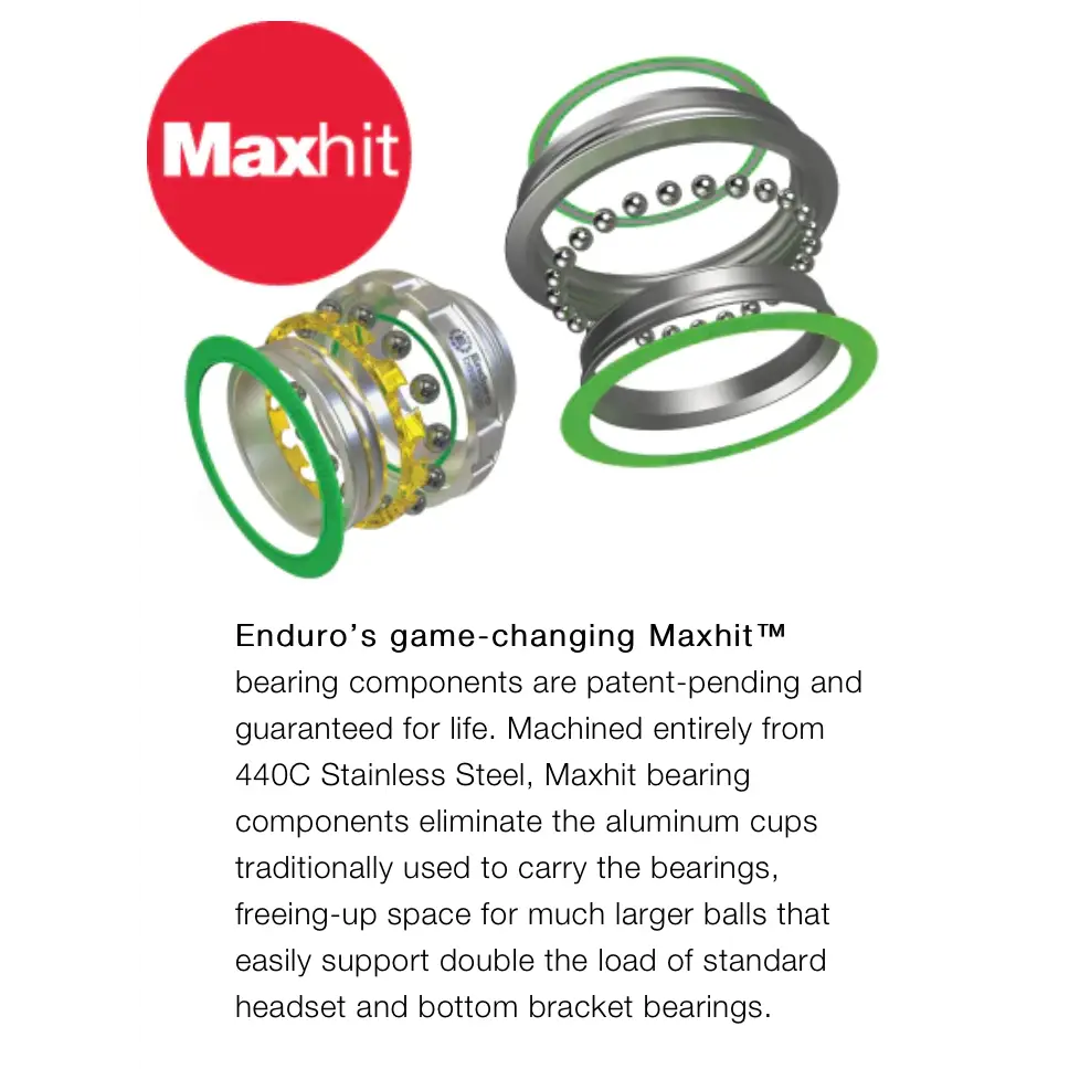 Enduro Maxhit Headset ZS/EC 44/44 - Enduro Headset Maxhit 1.125 inch Zero - stack/External Cup ZS44 / EC44 440C