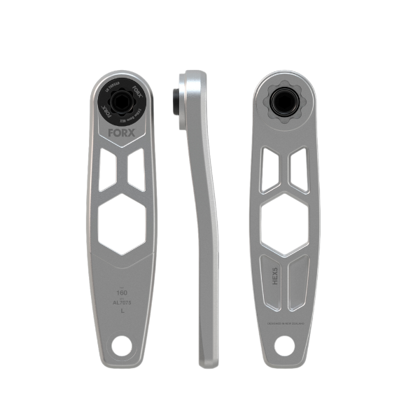 Forx E-Bike Cranks HEX5 DUB 160 Black or Silver 1 Pair