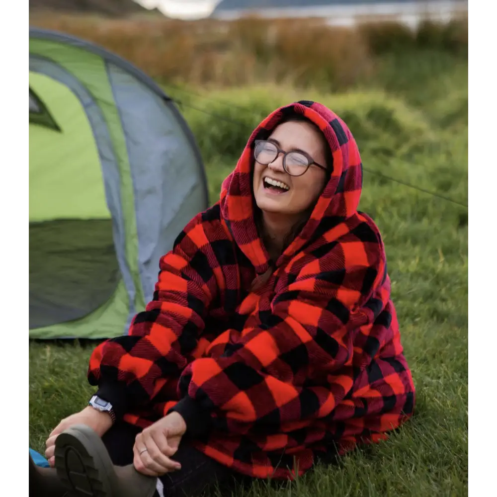 Red checkered hoodie best sale