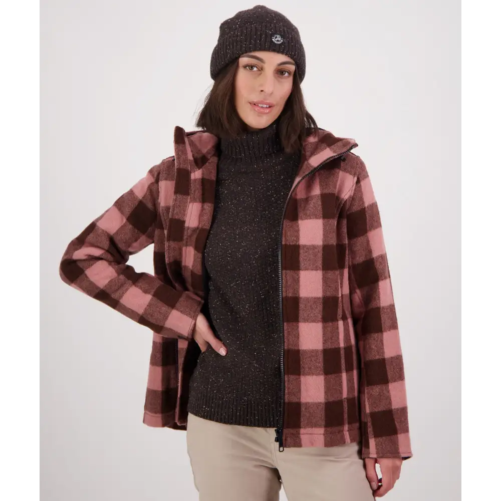 Swanndri Seattle V2 Wool Hoodie Rose Coffee Check - Rose Coffee Check - CLOTHING