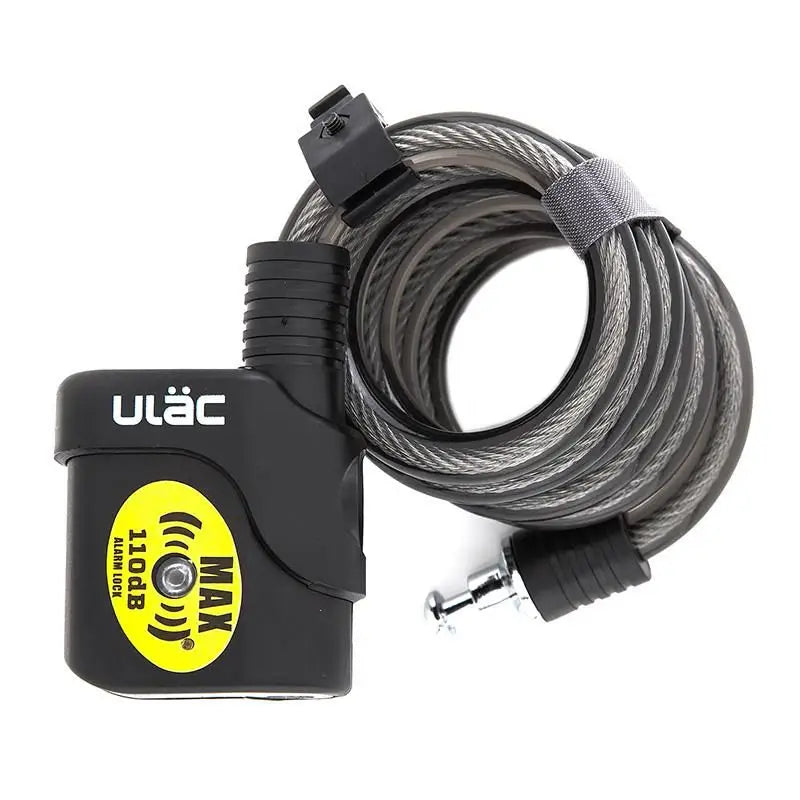 ULAC Bulldog Cable Alarm Key 12mm x 120cm - ULAC Lock Bulldog Cable 110 Decibel Alarm Key 12mm x 120cm Black