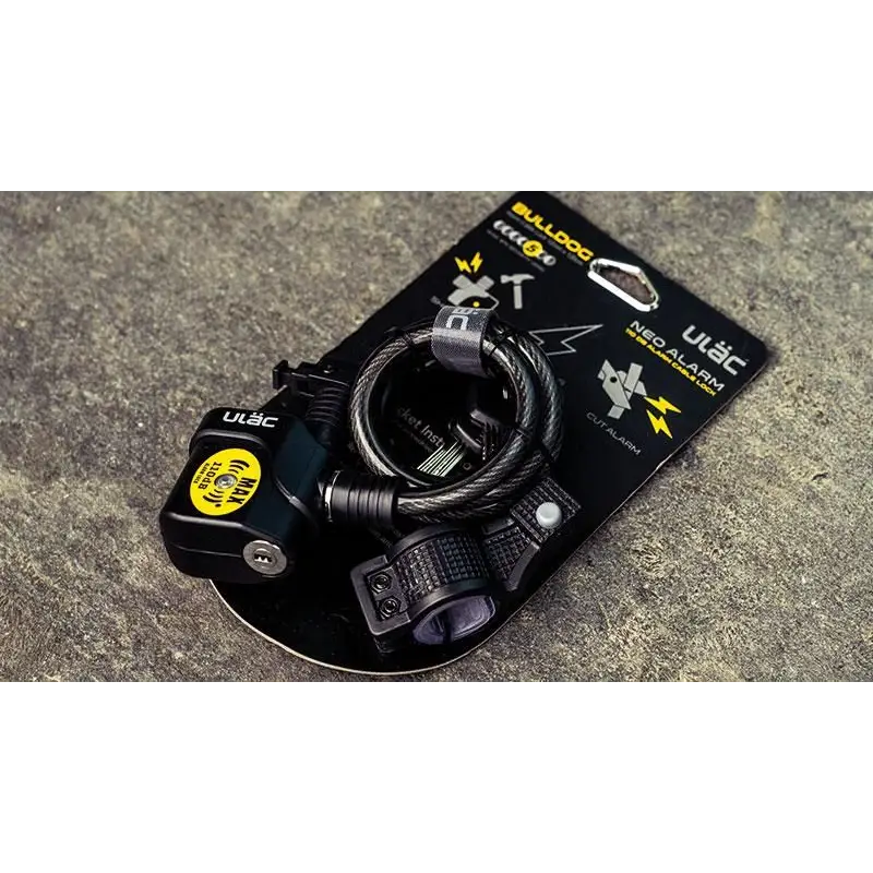 ULAC Bulldog Cable Alarm Key 12mm x 120cm - ULAC Lock Bulldog Cable 110 Decibel Alarm Key 12mm x 120cm Black