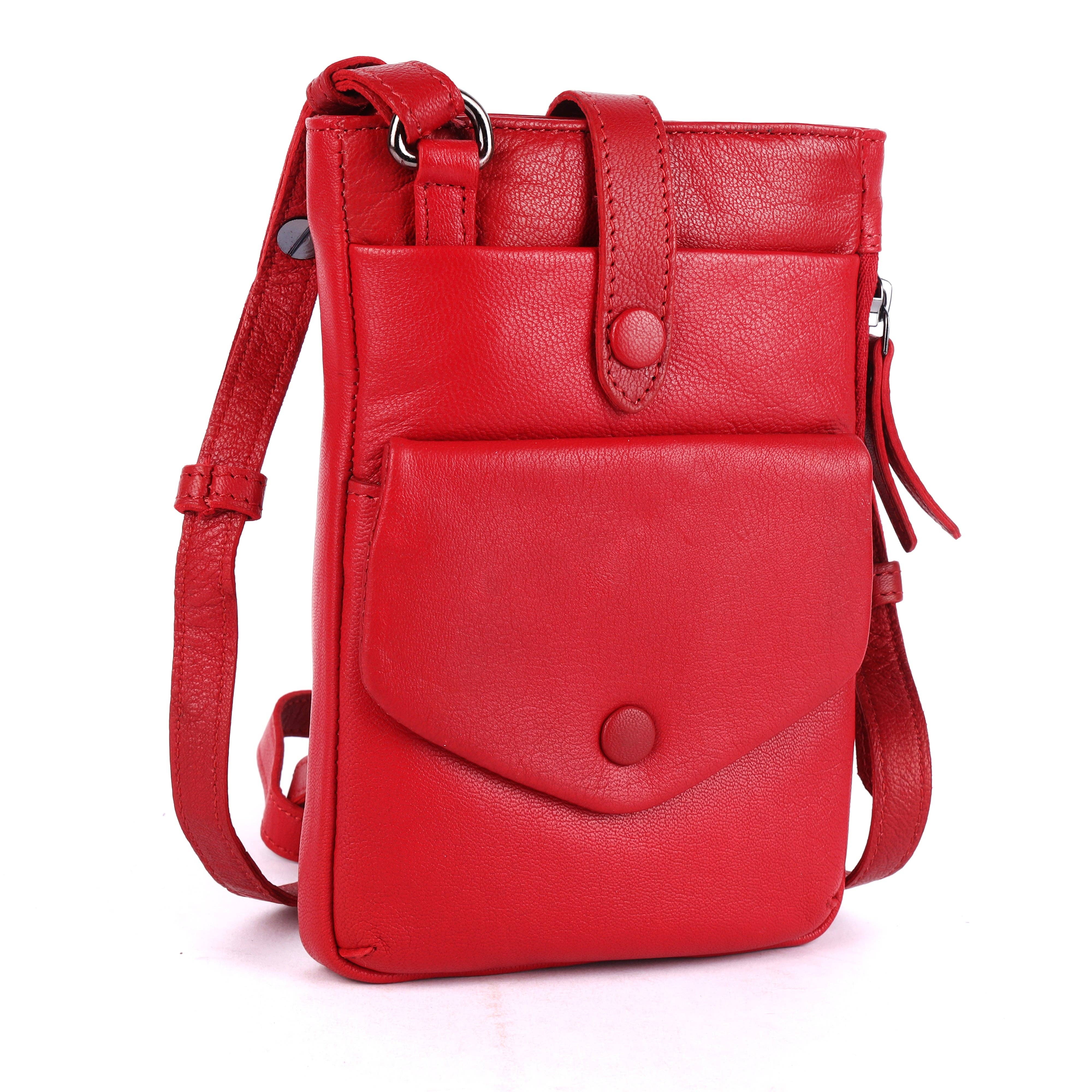 Greenwood Leather AU - Greenwood Saffron Leather Phone Crossbody Bag Red
