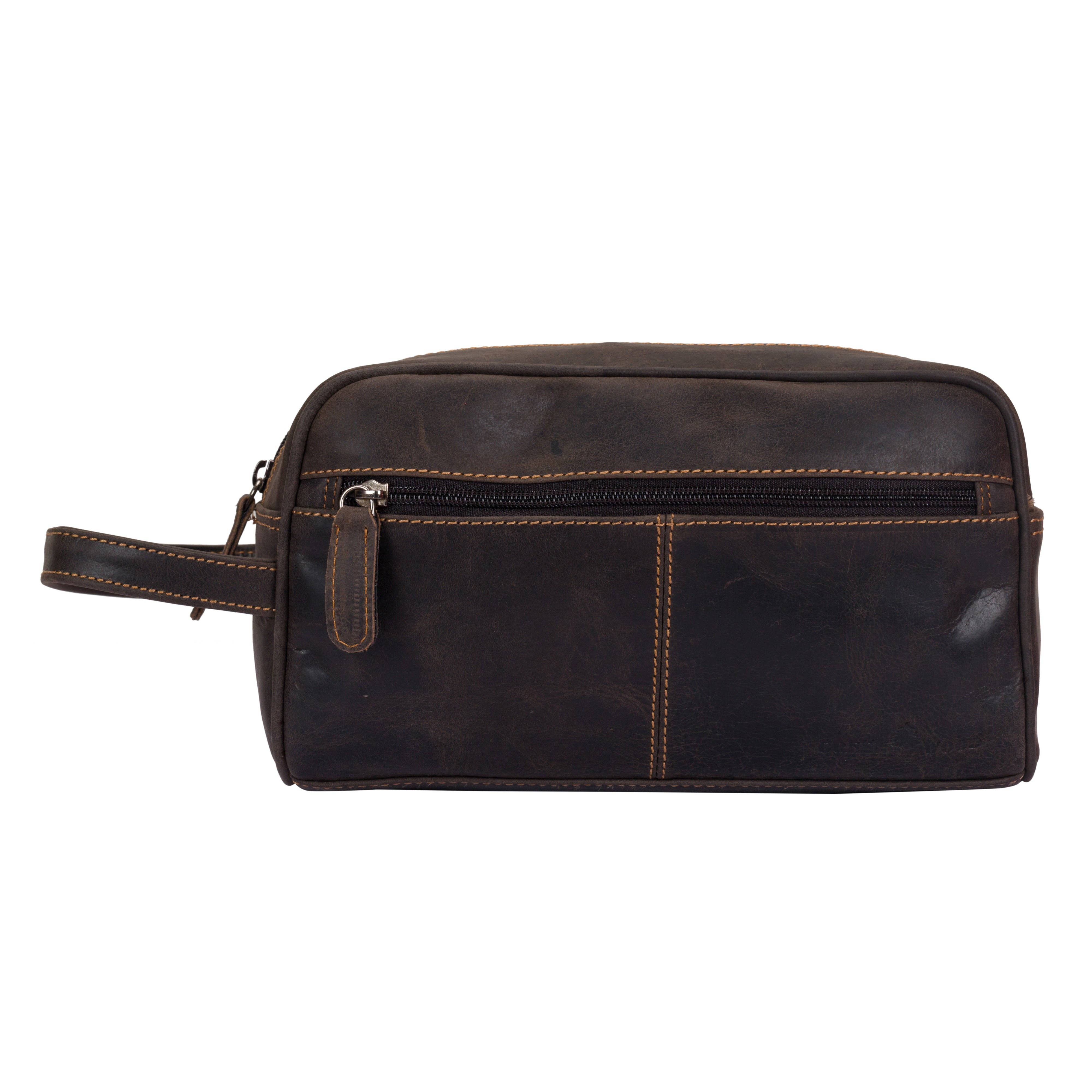 Greenwood Leather AU - Leather Toiletry Bag Brown - Geelong TB796BLK