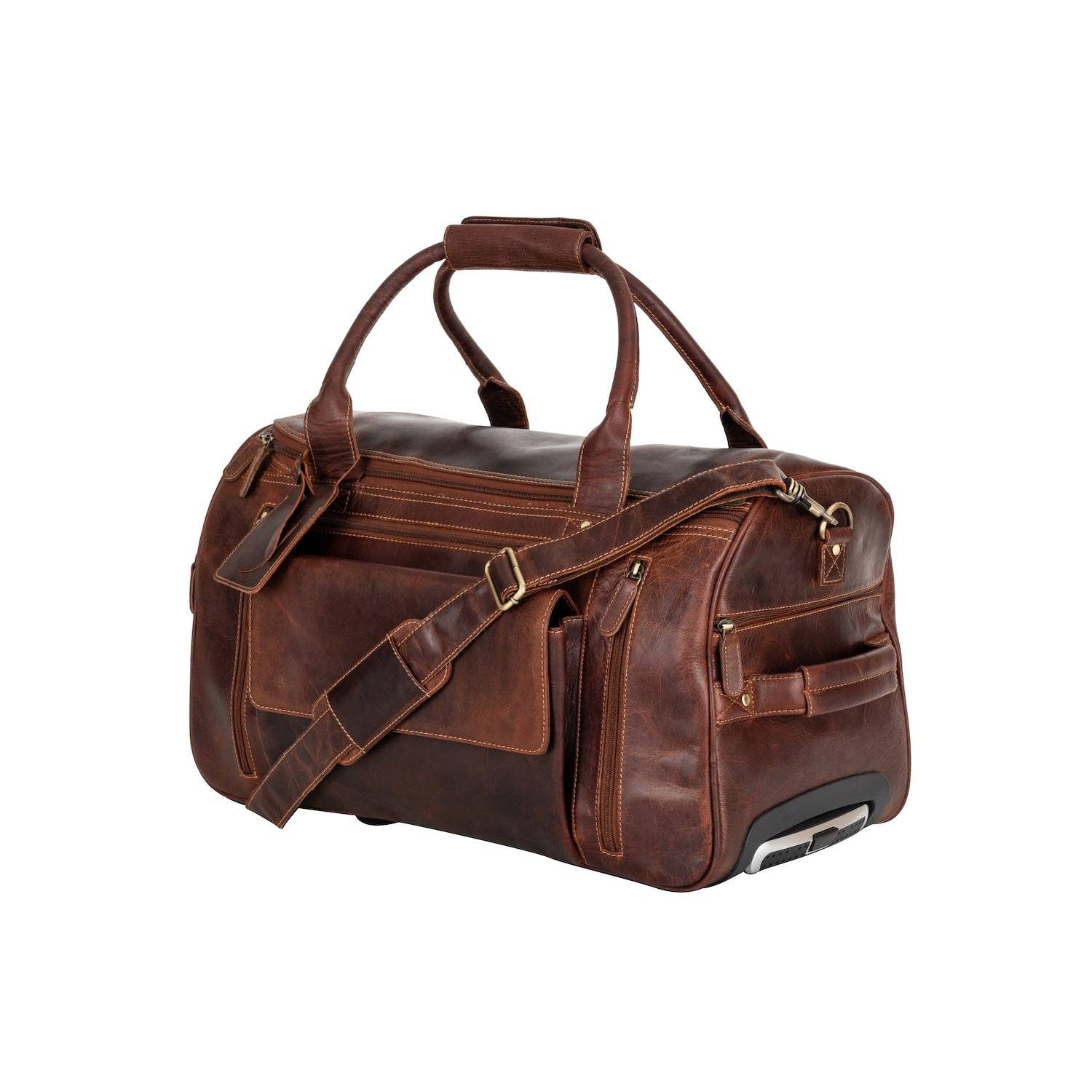 Greenwood Leather AU - Greenwood “Pathfinder” Leather Wheeled Duffel – Vintage Sandel Travel Trolley