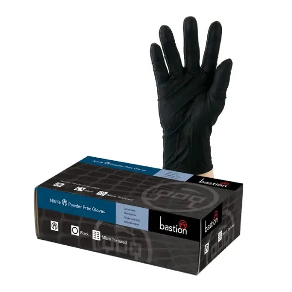 Bastion Nitrile Black Gloves (Powder Free)