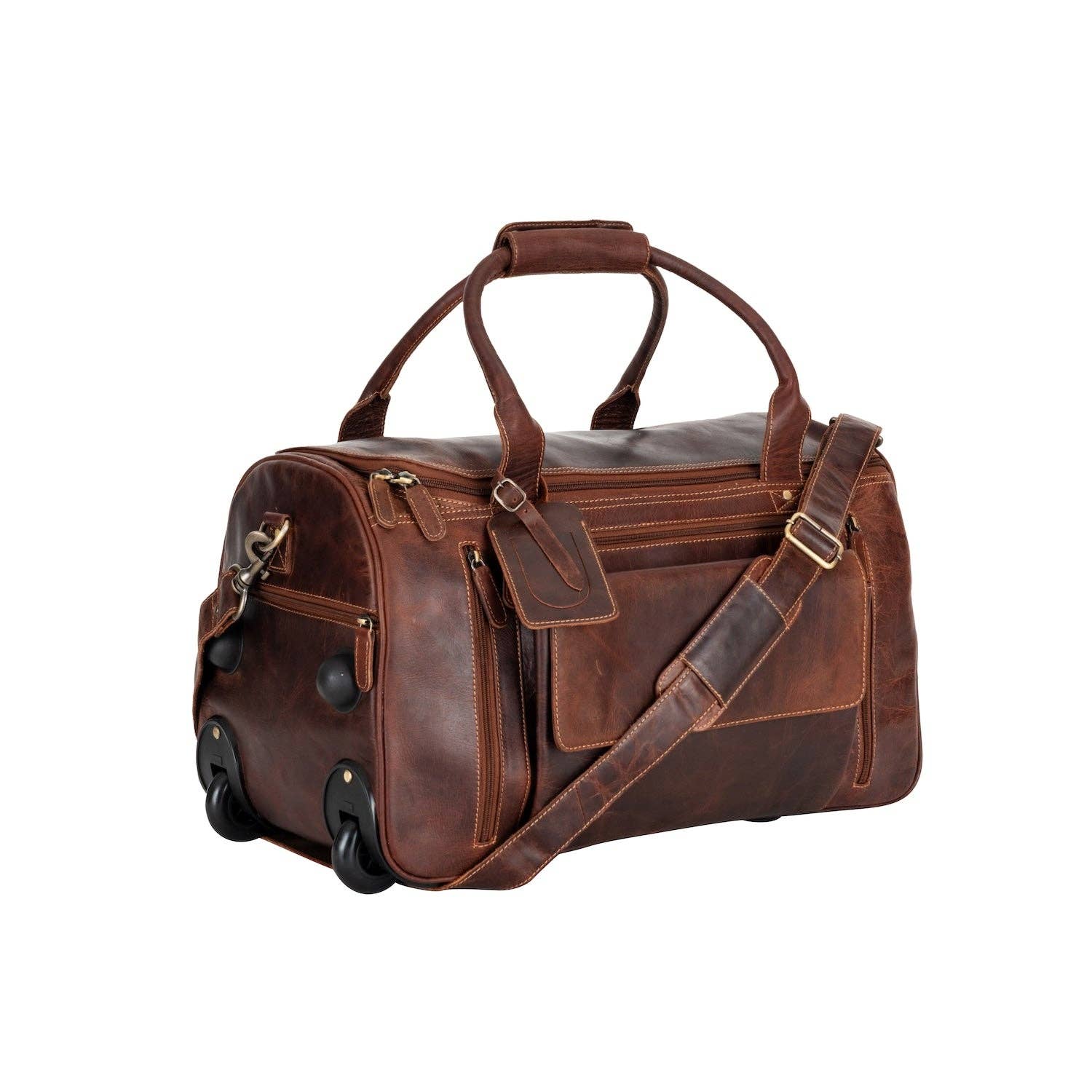 Greenwood Leather AU - Greenwood “Pathfinder” Leather Wheeled Duffel – Vintage Sandel Travel Trolley