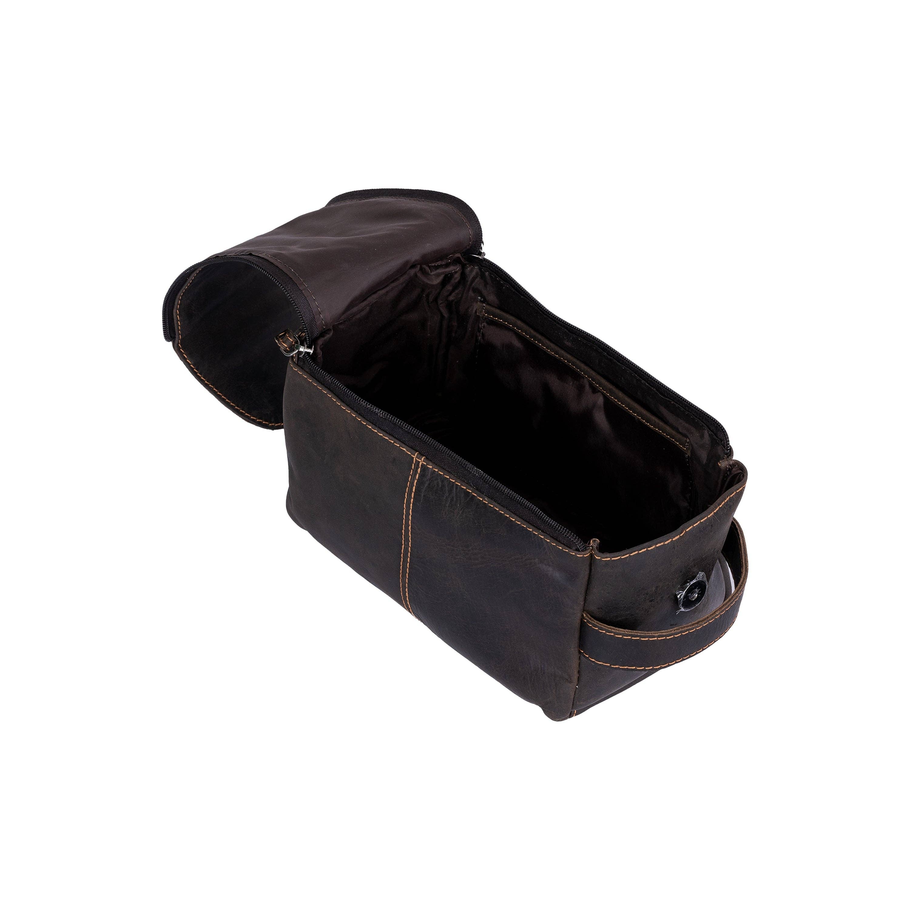 Greenwood Leather AU - Leather Travel Wash Bag Darwin Brown TB797BRN