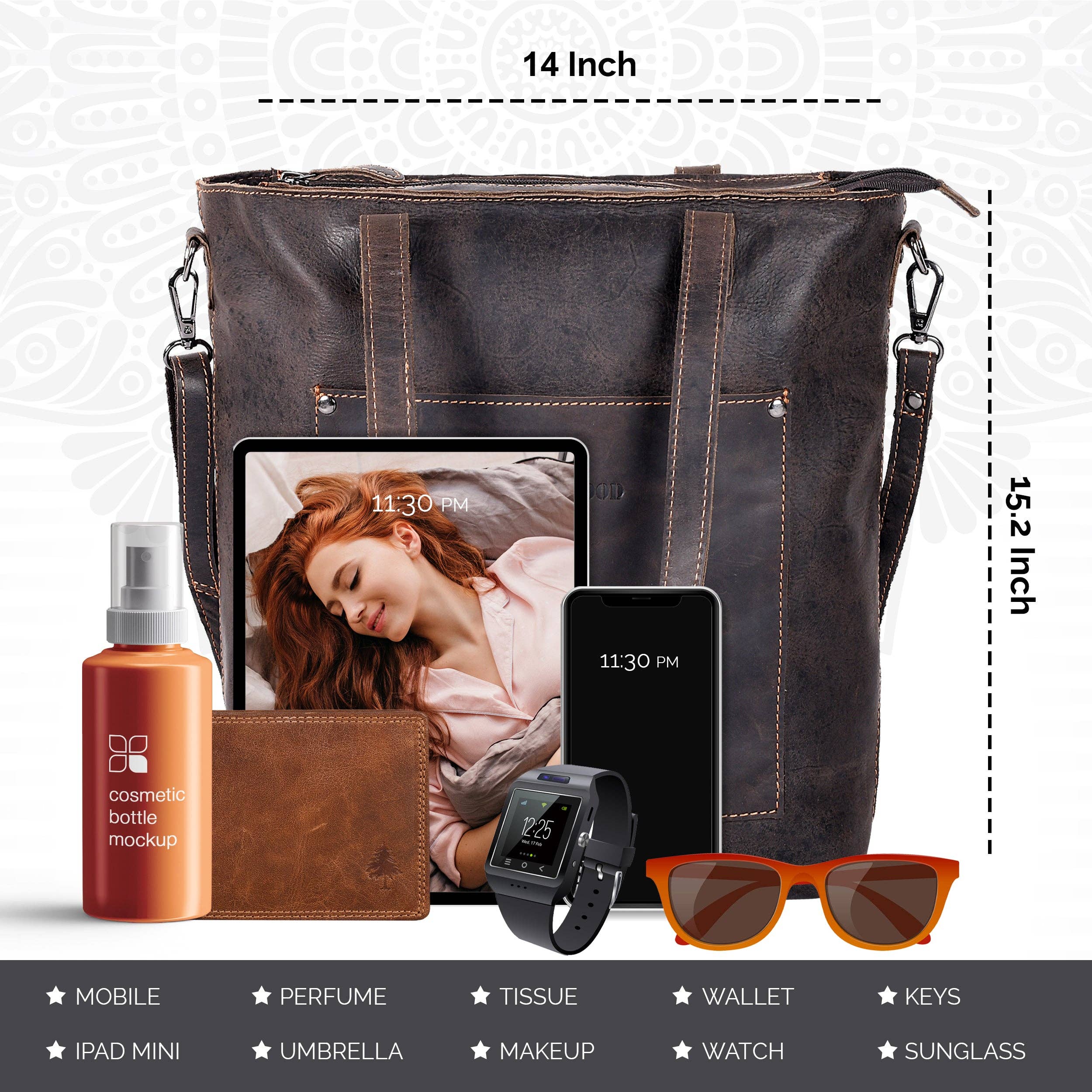 Greenwood Leather AU - Classic Leather Tote Bag Bunbury Brown GW2025BRN