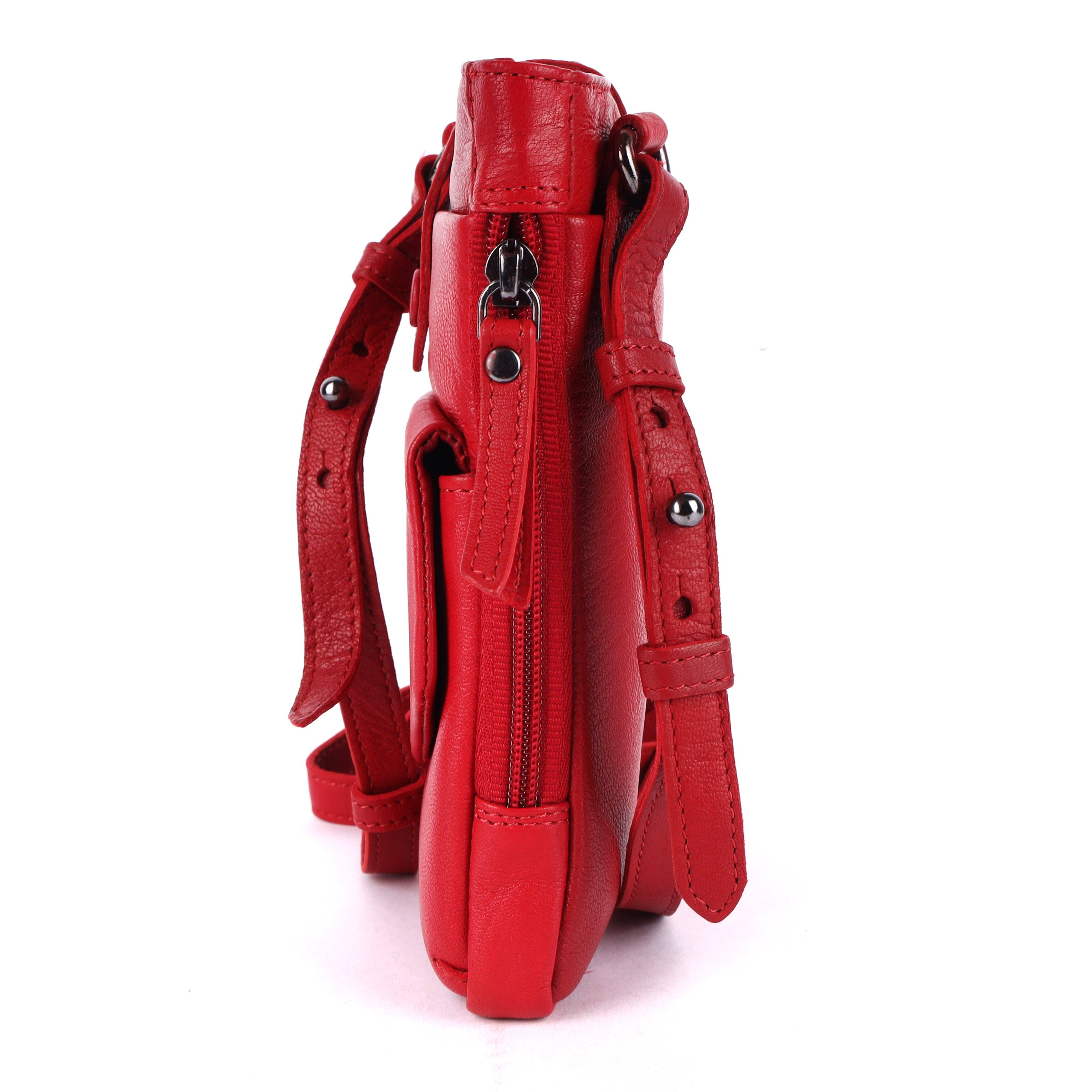 Greenwood Leather AU - Greenwood Saffron Leather Phone Crossbody Bag Red
