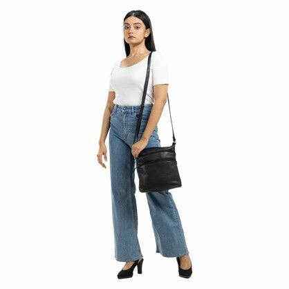 Greenwood Leather AU - Ladies Cross Body Leather Bag GW6817BLK