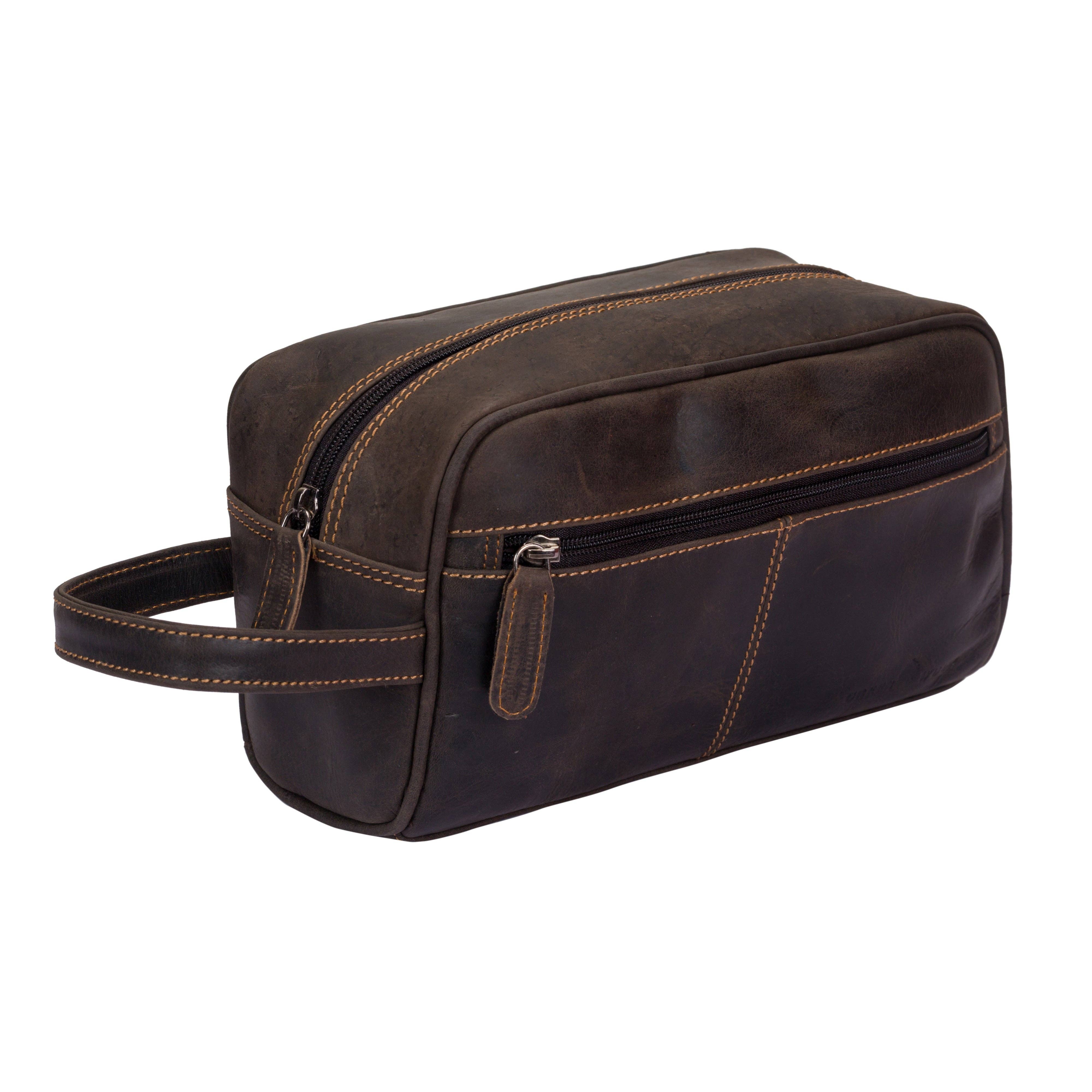 Greenwood Leather AU - Leather Toiletry Bag Brown - Geelong TB796BLK