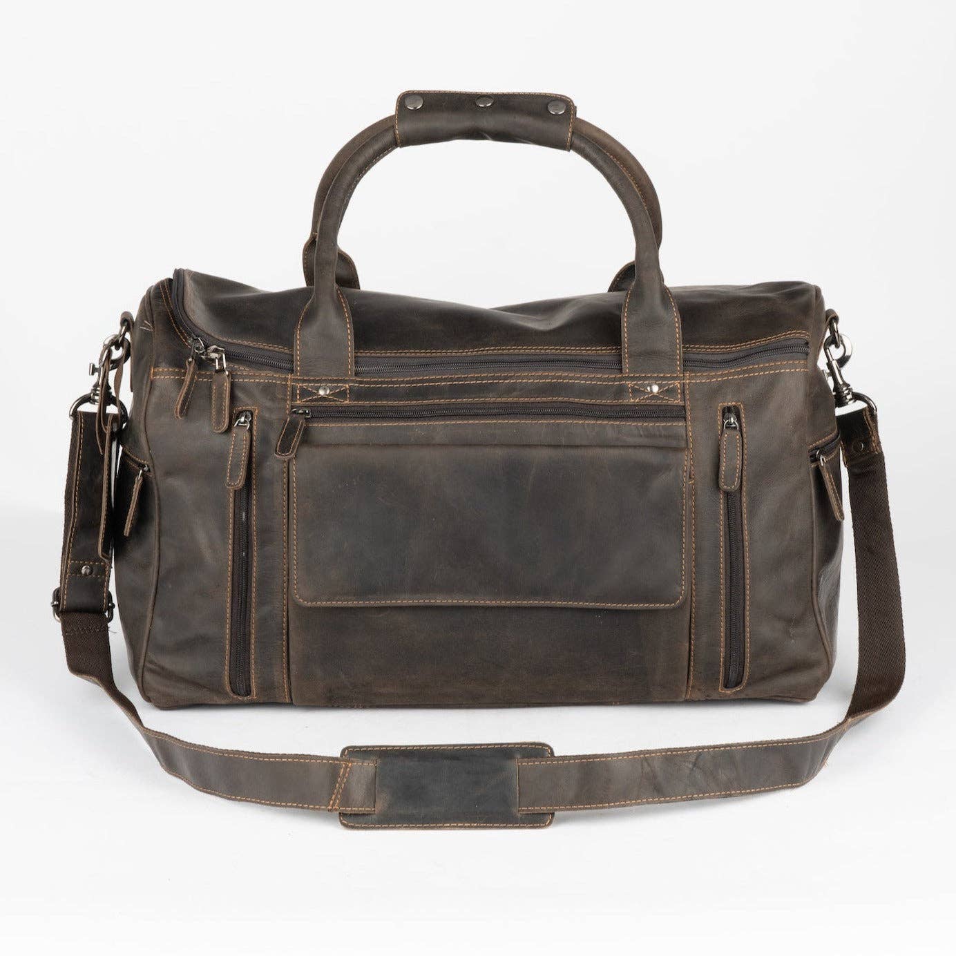 Greenwood Leather AU - Leather Travel Bag Large - Casual Vintage Look Brown GW12790BRN