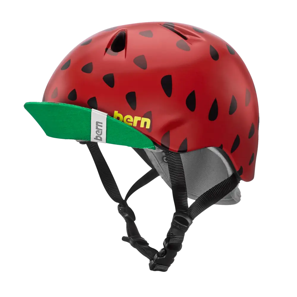 Bern Nina Satin Red Strawberry w/ Flip Visor - Bern Helmet Nina Satin Red Strawberry w/ Flip Visor - S/M