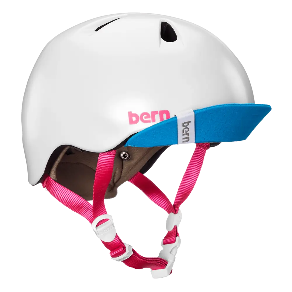 Bern Nina Satin White w/ Flip Visor - Bern Helmet Nina Satin White w/ Flip Visor - S/M