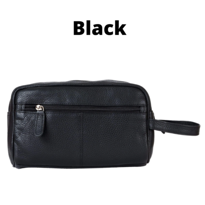 Greenwood Leather AU - Leather Toiletry Bag Brown - Geelong TB796BLK