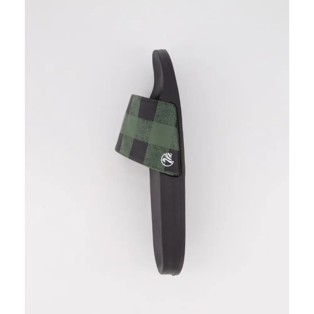 Checked Slides Olive - FOOTWEAR