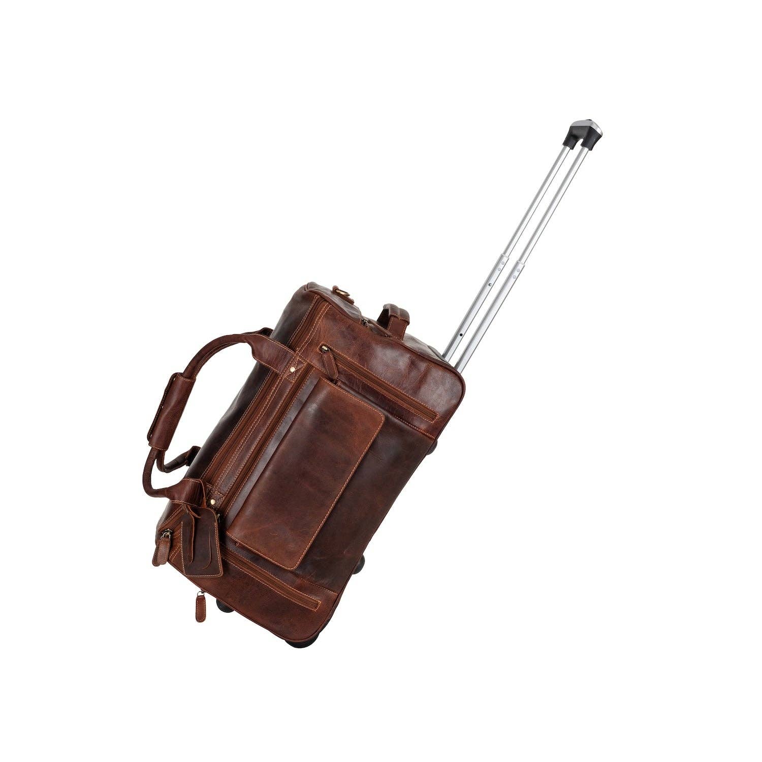Greenwood Leather AU - Greenwood “Pathfinder” Leather Wheeled Duffel – Vintage Sandel Travel Trolley