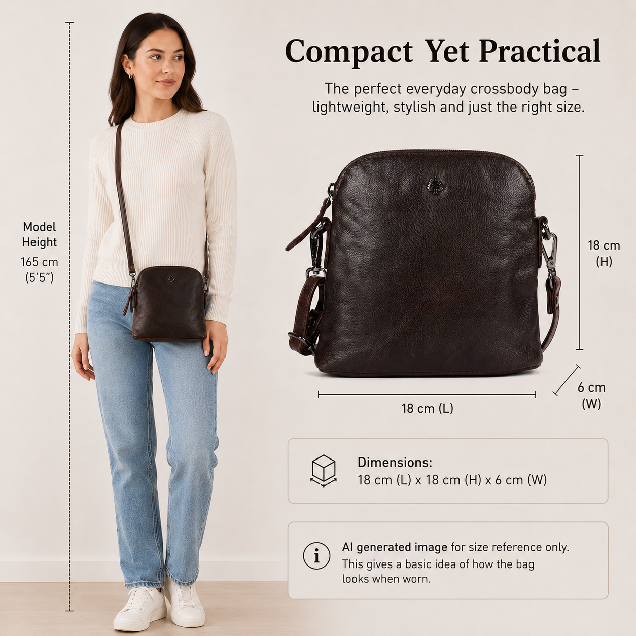 Greenwood Leather AU - Alder Leather Crossbody Bag – Genuine Leather Sling Bag for Women (Dark Brown)