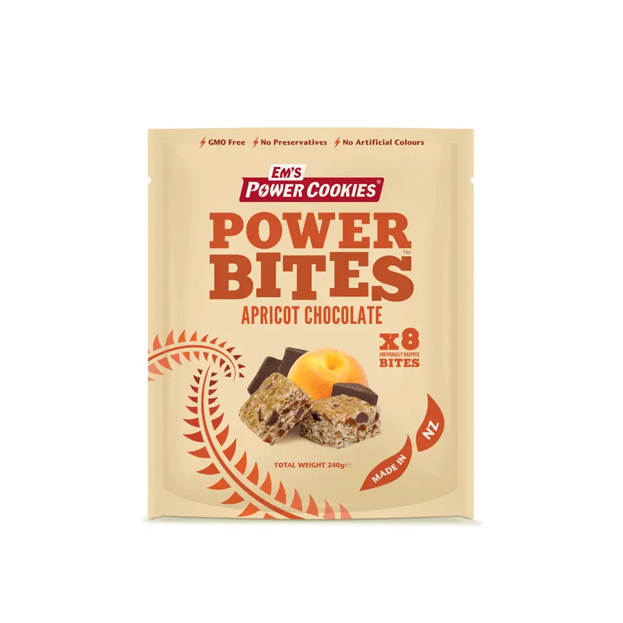 Em’s Power Cookie Bites - Em’s Power Cookie Power Bites Apricot Chocolate Attack Pouch 8 x 30g