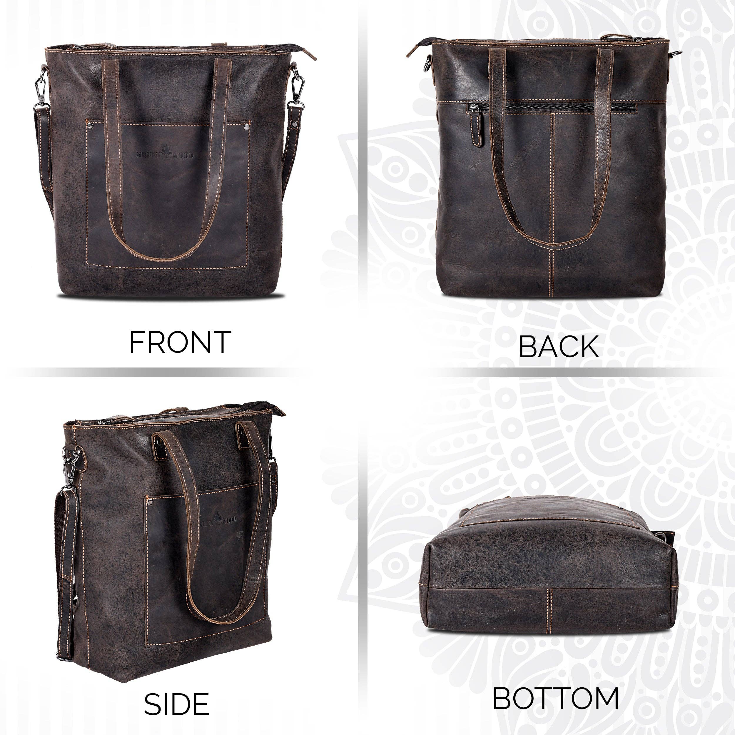 Greenwood Leather AU - Classic Leather Tote Bag Bunbury Brown GW2025BRN