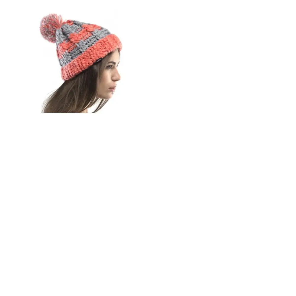 Hat Chunky Pom - CORAL/GREY OS - CLOTHING