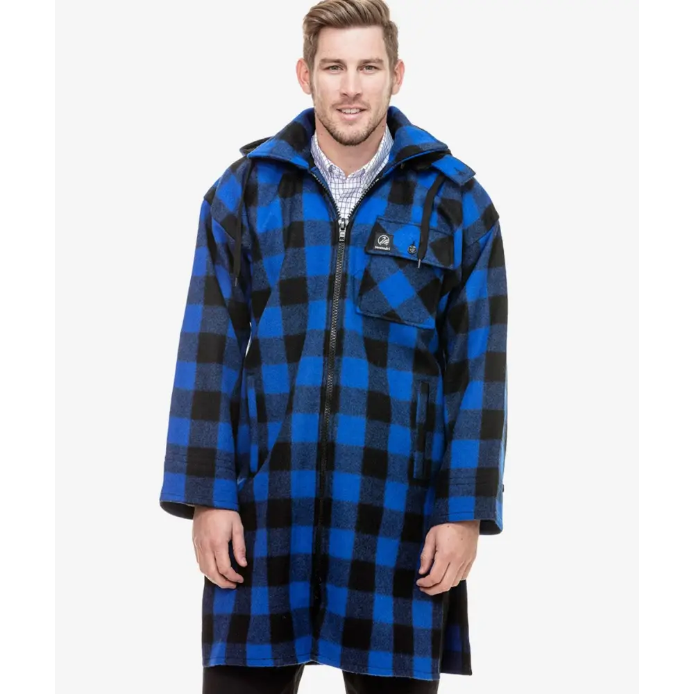 Mosgiel Wool Bushshirt With Zip - Up Front Blue Black - S / Blue Black - CLOTHING