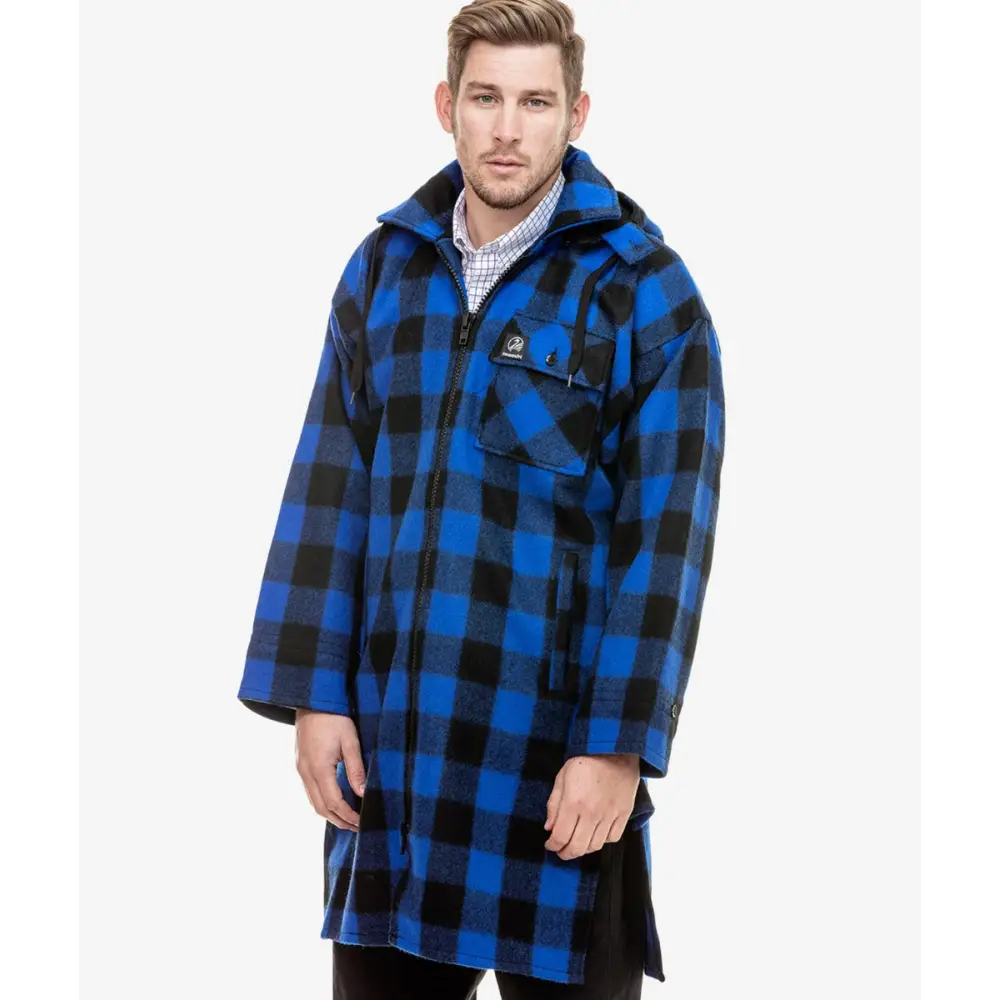 Mosgiel Wool Bushshirt With Zip - Up Front Blue Black - S / Blue Black - CLOTHING