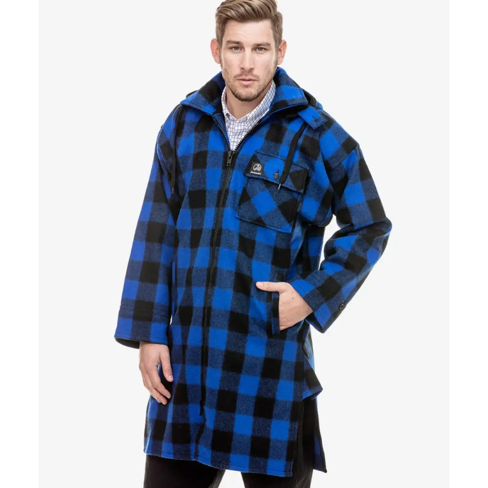 Mosgiel Wool Bushshirt With Zip - Up Front Blue Black - S / Blue Black - CLOTHING