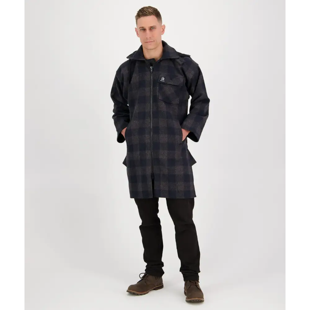 Men's Mosgiel Wool Bushshirt with Zip-up Front Coal Check