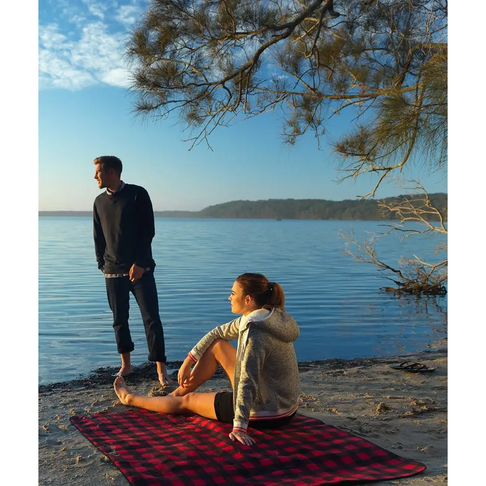 Picnic Blanket - RED/BLACK CHECK - CAMPING