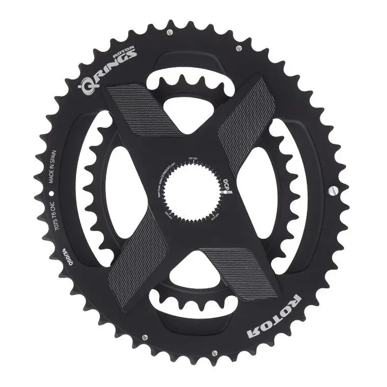 Rotor SpiderRing Q Rings Direct Mount Oval 2X - Rotor SpiderRing Q Rings DM Oval Chainring 50/34T Black