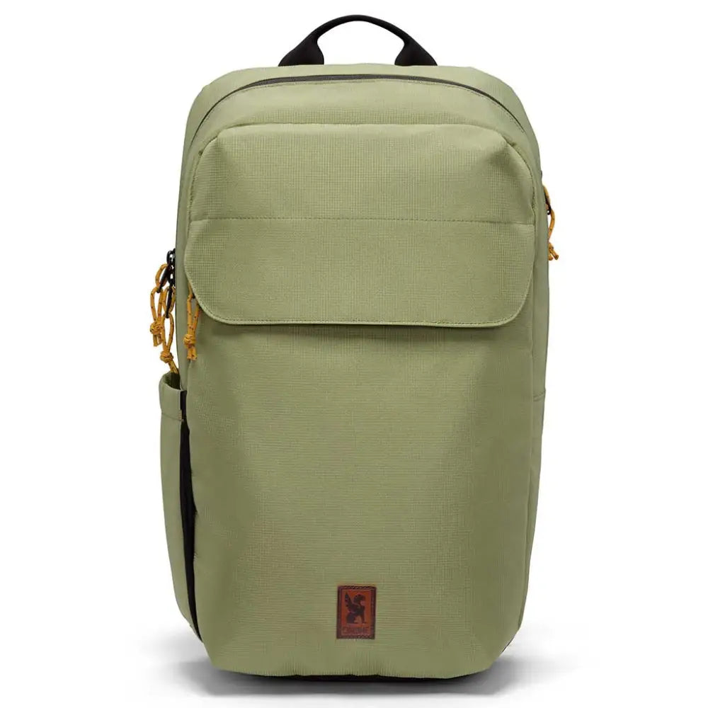 Ruckas Backpack 23L Oil Green. This 23L backpack is all about access. Easily get to your gear through the side or top with it's 3/4 length main zipper. Made from recycled materials. Stow the essentials, and be ready for the day.