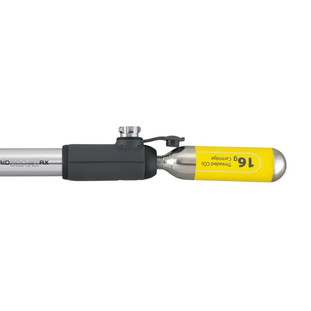 Topeak Hybrid Rocket RX - Topeak Mini Pump HybridRocket RX Silver + 1x Threaded CO2 Cartridge
