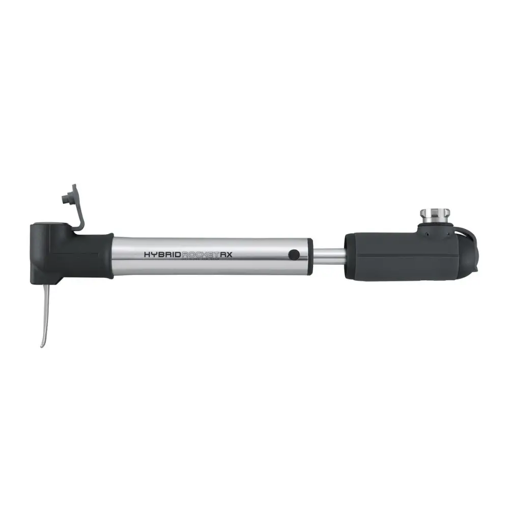Topeak Hybrid Rocket RX - Topeak Mini Pump HybridRocket RX Silver + 1x Threaded CO2 Cartridge
