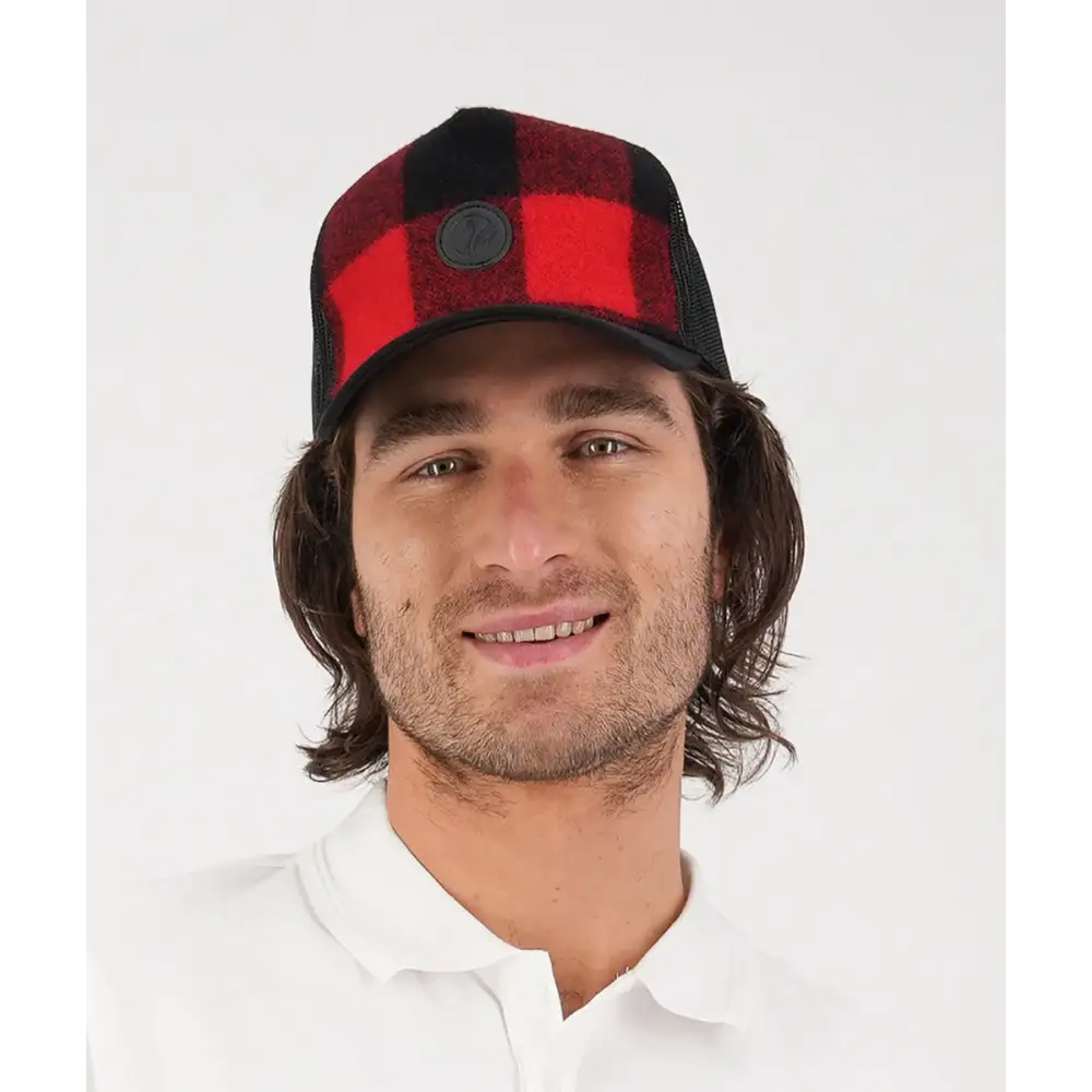 Trucker Cap Red Black - OSFA / RED/BLACK CHECK - CLOTHING