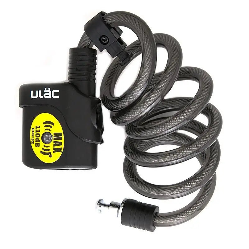 ULAC Bulldog Cable Alarm Key 12mm x 120cm - ULAC Lock Bulldog Cable 110 Decibel Alarm Key 12mm x 120cm Black