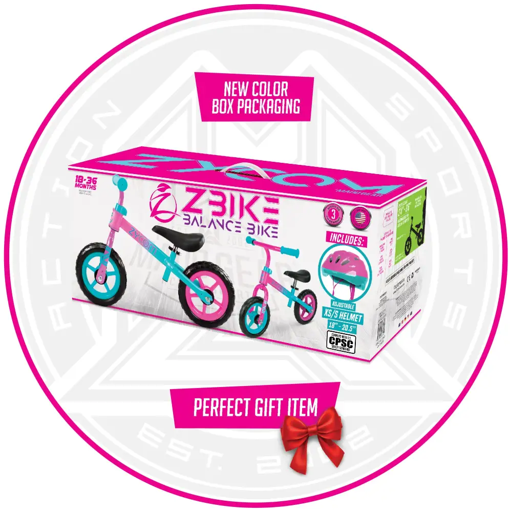 Zycom Balance Bike with Helmet Pink Fun Adjustable Kids Balance Bike for Ages 18 36 Months